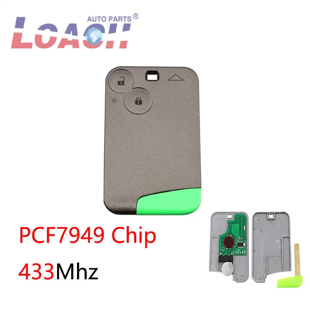 

2 Buttons Smart Remote Key PCF7947 Chip 433Mhz for Renault Laguna Espace Smart Card Remote with logo 2001-2006 Smart Card Remot