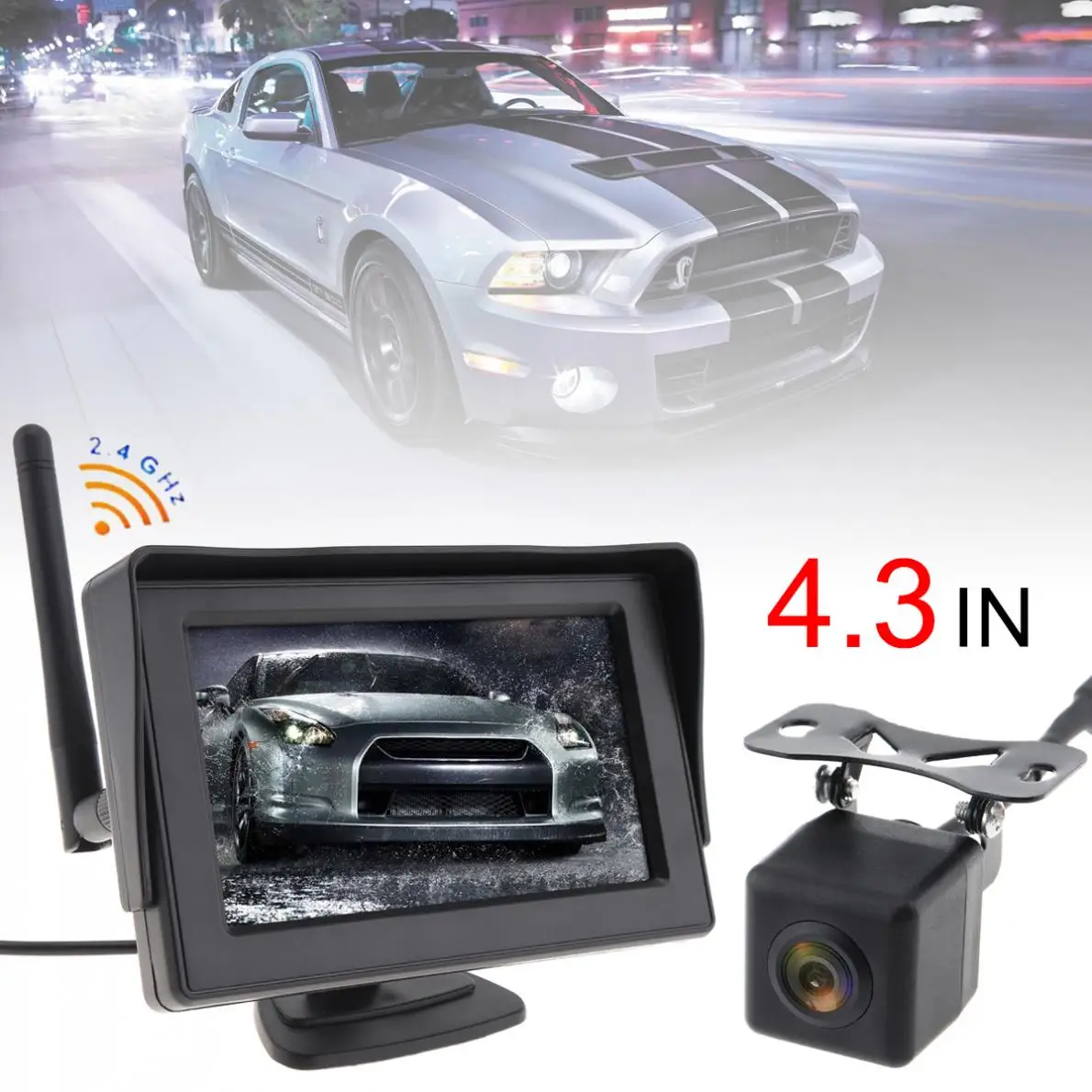 

4.3 Inch 12V Universal Wireless HD Car Rearview Monitor Auto Parking System Built-in Antenna with Camera