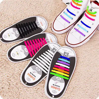 12Pc/Set Fashion Unisex Women Men Athletic Running No Tie Shoelaces Elastic Silicone Shoe Lace All Sneakers Fit Strap No tie