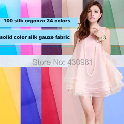 

Solid white black organza material for wedding dress real silk gauze voile fabric meter 100 silk organza fabric