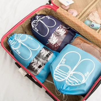 

10 pcs/set Drawstring Shoes Storage Bag Solid Simple Visible Slipper Sneakers Organizer Suit Men Portable Luggage Accessories