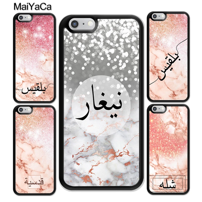 

MaiYaCa PERSONALISED ROSE GOLD MARBLE NAME IN ARABIC Style Back Case Cover For iPhone 6 7 Plus 8 X XR XS MAX SE Mobile phone bag