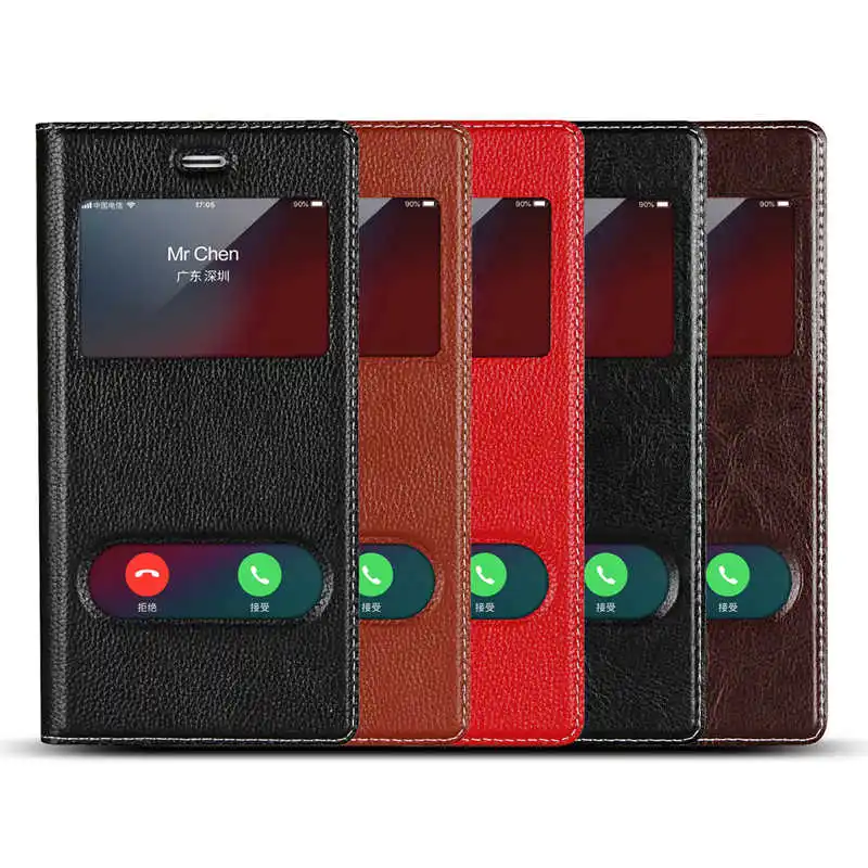 Leather Case For Iphone 7 Case MAKEULIKE For Iphone 7 Plus Cover High End Window View Hoesje For Iphone 7 Plus Phone Case