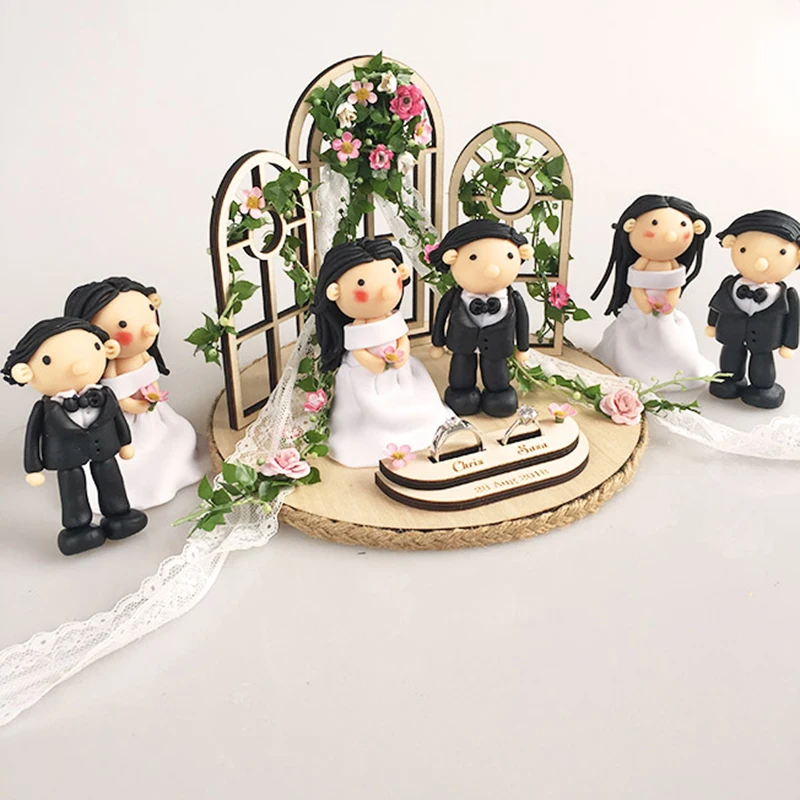 1 шт. логотип perpsonal свадебные куклы деревянный лесной подушку кольцо обручальное Брак Свадебные украшения