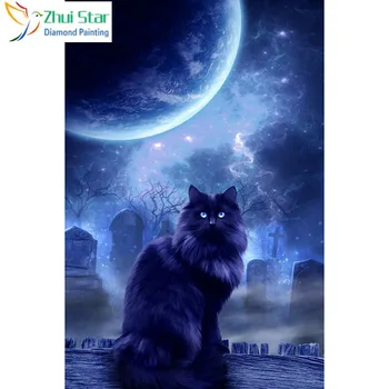 

Full Square 5D DIY Diamond Painting "Black cat" Embroidery Cross Stitch Mosaic Home Decor Gif CJ12