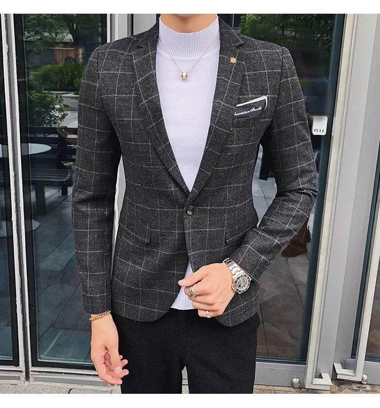 Autumn And Winter, The New British Little Suit, Male Korean Edition, Body Repair, Western Style Coat, Men's Fashion Trend