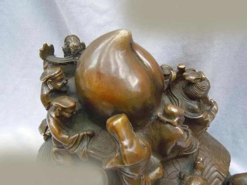 

China brass copper 8 immortal congratulate thday tortoise Sculpture statue (D0426)