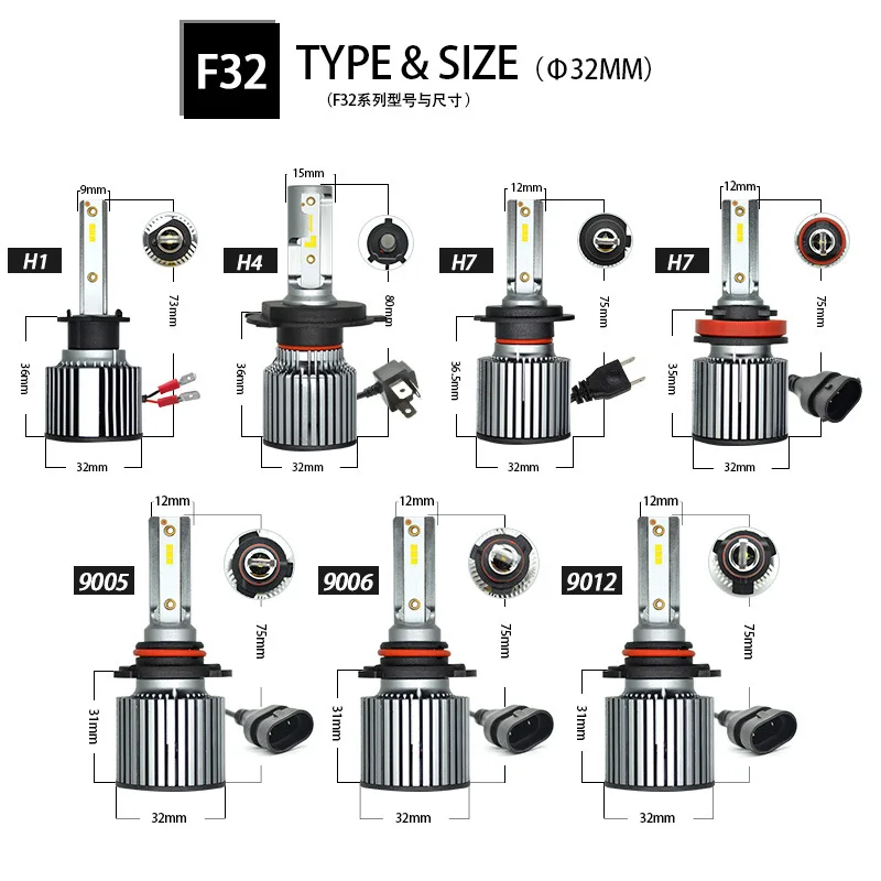 Fuxuan 2 шт. H4 светодиодный H7 светодиодный H1 H11 H9 H8 9005 HB3 H10 9006 HB4 9012 6000K 30W 12 V/24 V Автомобильный светильник Авто головного средства ухода за кожей Шеи светильник с Кристаллы Philips