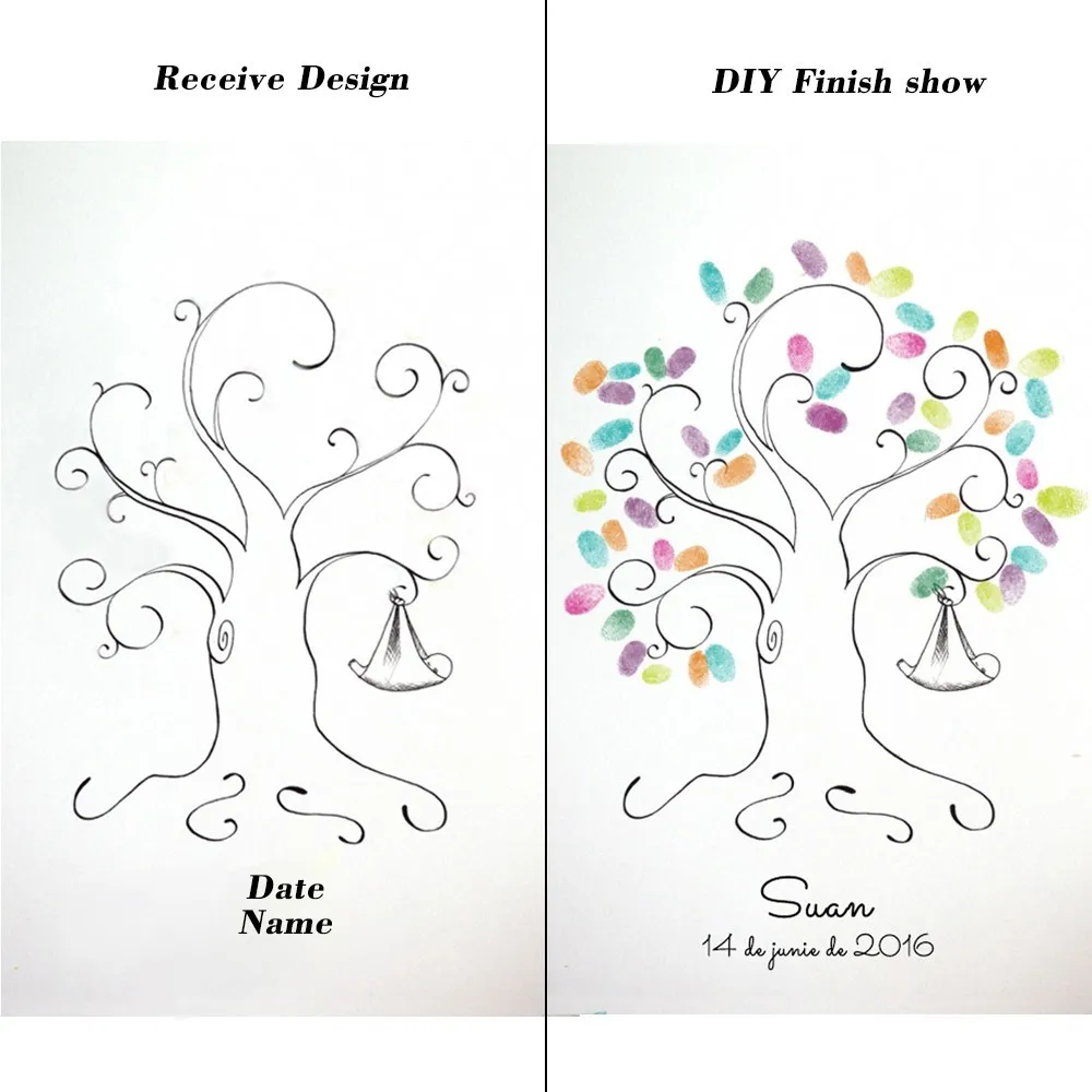 Guest Book Baby Shower Fingerprint Painting Birthday Kids Communion Baby shower Fingerprint Tree first communion paint souvenirs