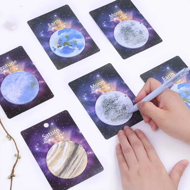 

Japanese Self-Adhesive Memo Pad Sticky Notes Colored Planet Notes Office Stationery and School Supplies 1PCS/30 Pages