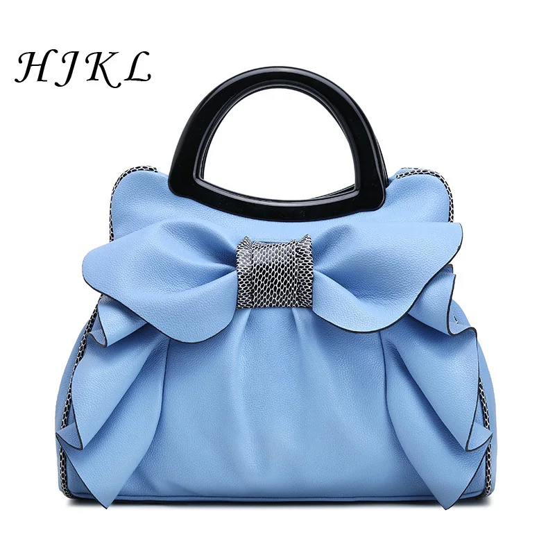

HJKL 2018 Fashion High Quality PU Leather Lady Top Handbag Sweet Women Bow Shoulder Bag Large Capacity Casual Totes Party Bags