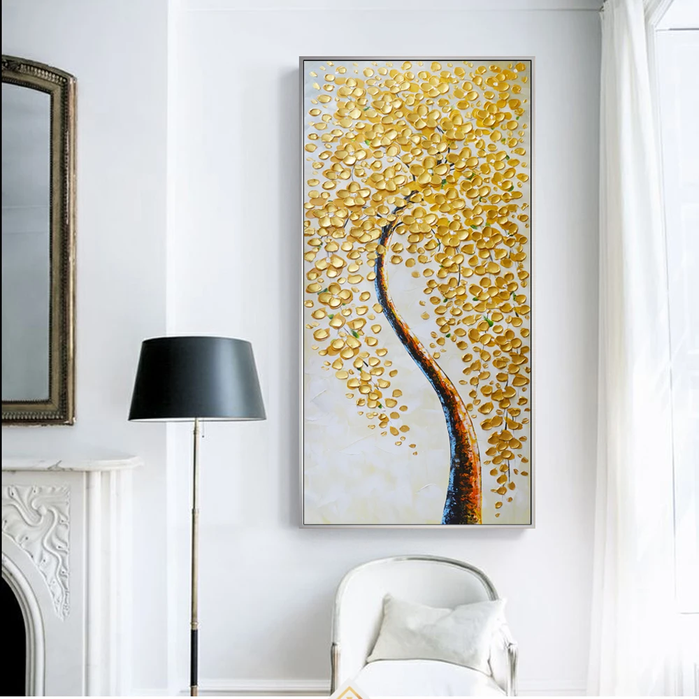 Абстрактное золотое дерево, настенное искусство, печать на холсте, Современная Золотая точка, поп граффити, художественные настенные картины, картины для гостиной