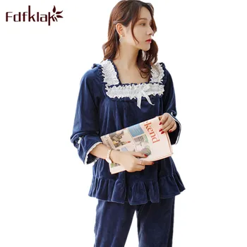 

Fdfklak New Pyjama Femme Pajama Set Home Clothes For Women Long Sleeves Autumn Winter Sleepwear Women Sleep Suit Pijama Mujer