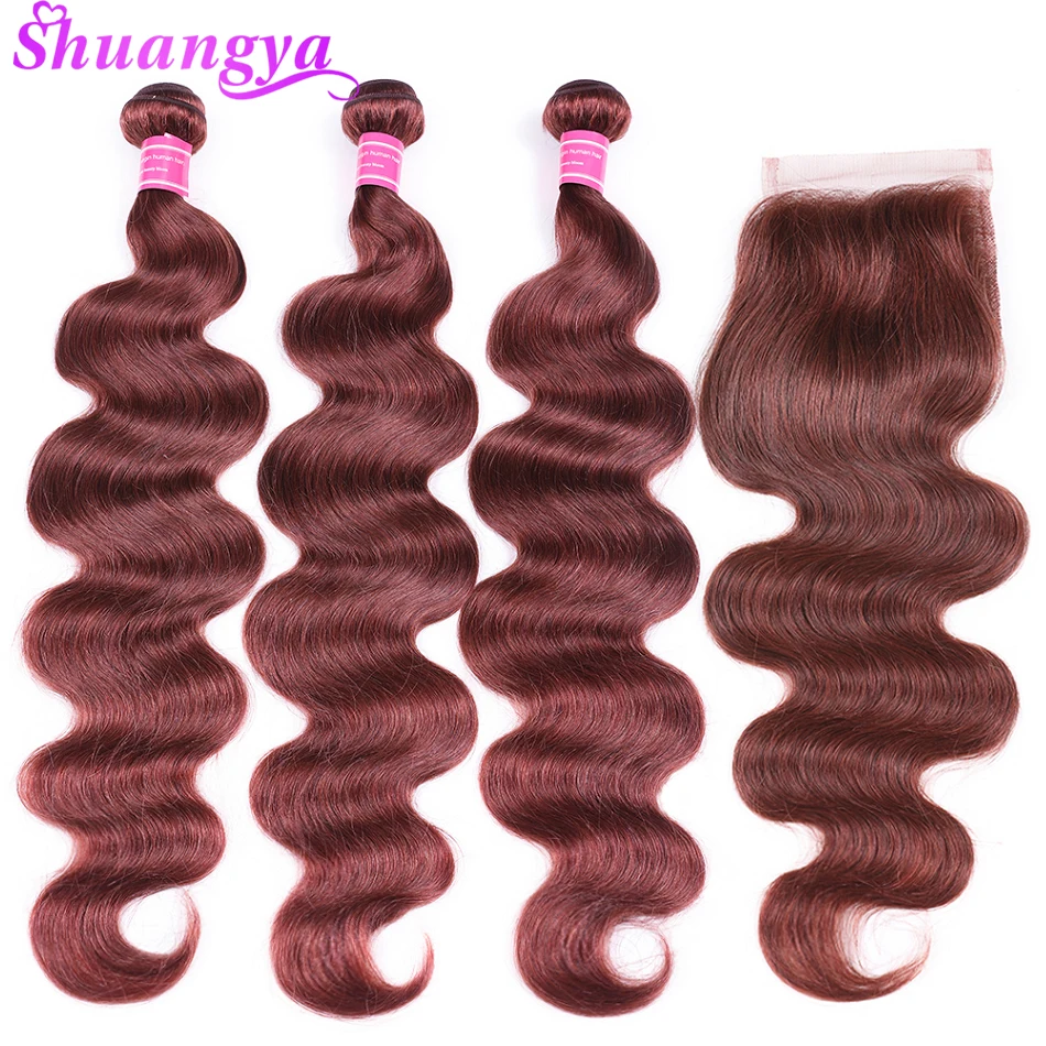 

Mongolian Body Wave Bundles With Closure Remy 3 Bundles With Closure Human Hair Bundles With Closure Color Burg# 33# 30# 99J#