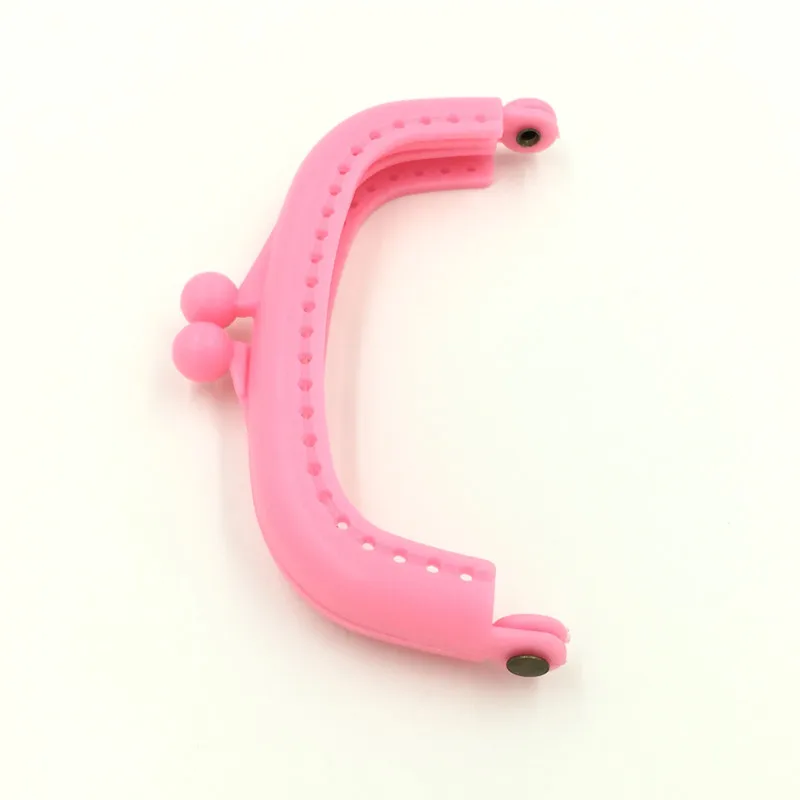 

2Pcs Pink DIY Coins Purse Bag Plastic Arc Frame Kiss Clasps Lock Handbag Handles Clutch 9x5cm