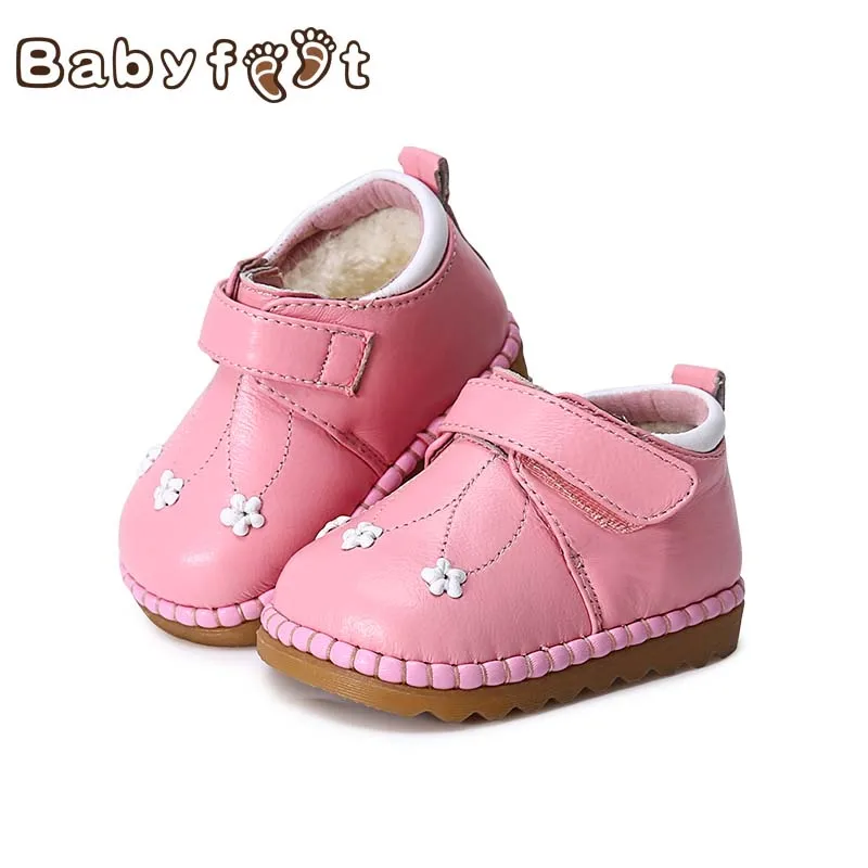 

Babyfeet 2017 New Winter Fashion Baby Cute Printing Warm Soft Non-skip Bottom Leather Shoes Boots for Girls and Boys