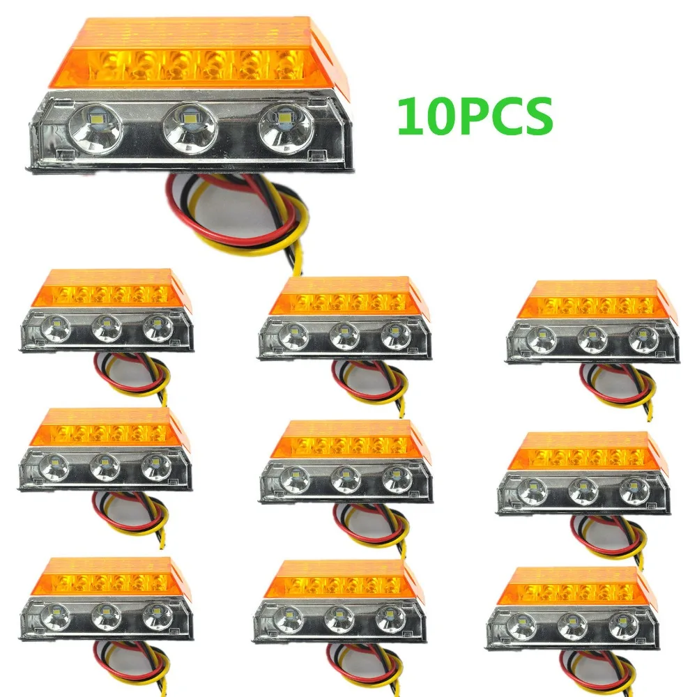 10x Янтарный 15 Светодиодный Боковой габаритный светильник для кабины, лампа для грузовика, прицепа, каравана, внедорожника, квадроцикла