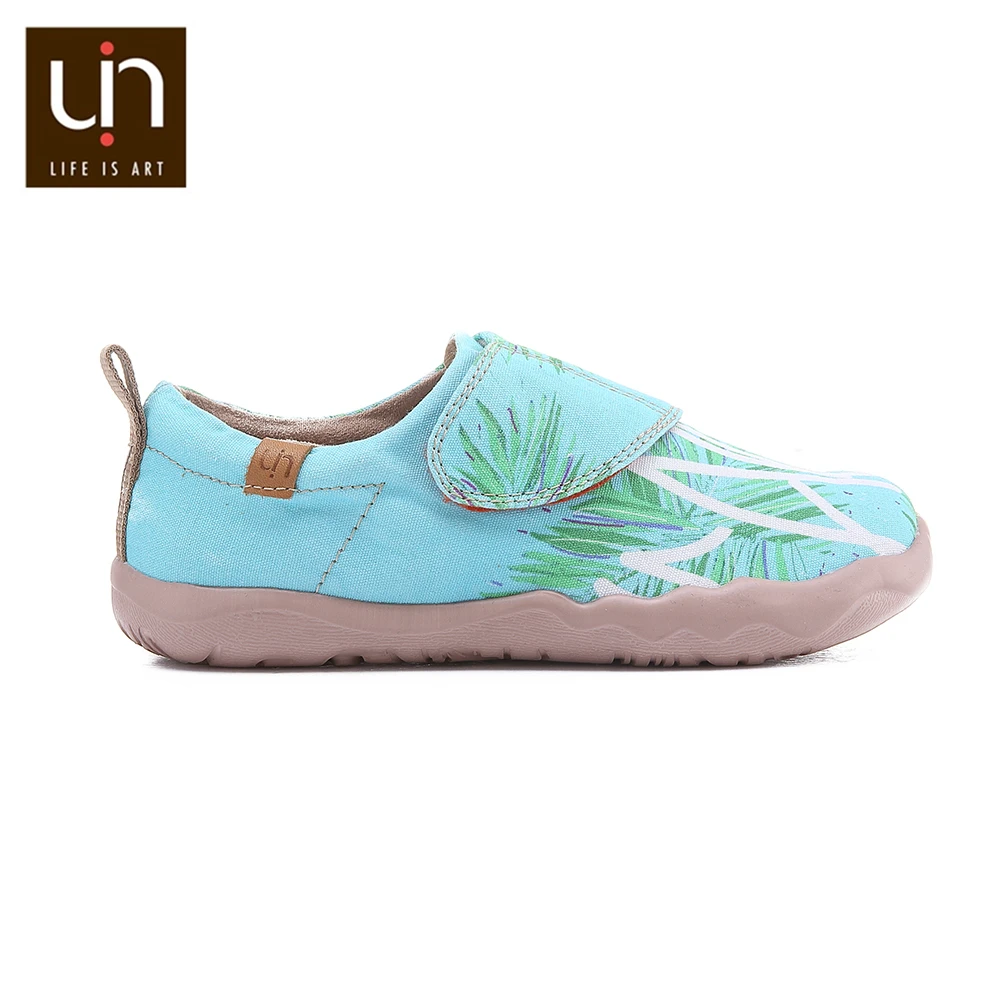UIN Sea Breeze/дизайнерская повседневная обувь с рисунком для больших детей; парусиновая обувь на плоской подошве на липучке для мальчиков и девочек; удобная детская Уличная обувь