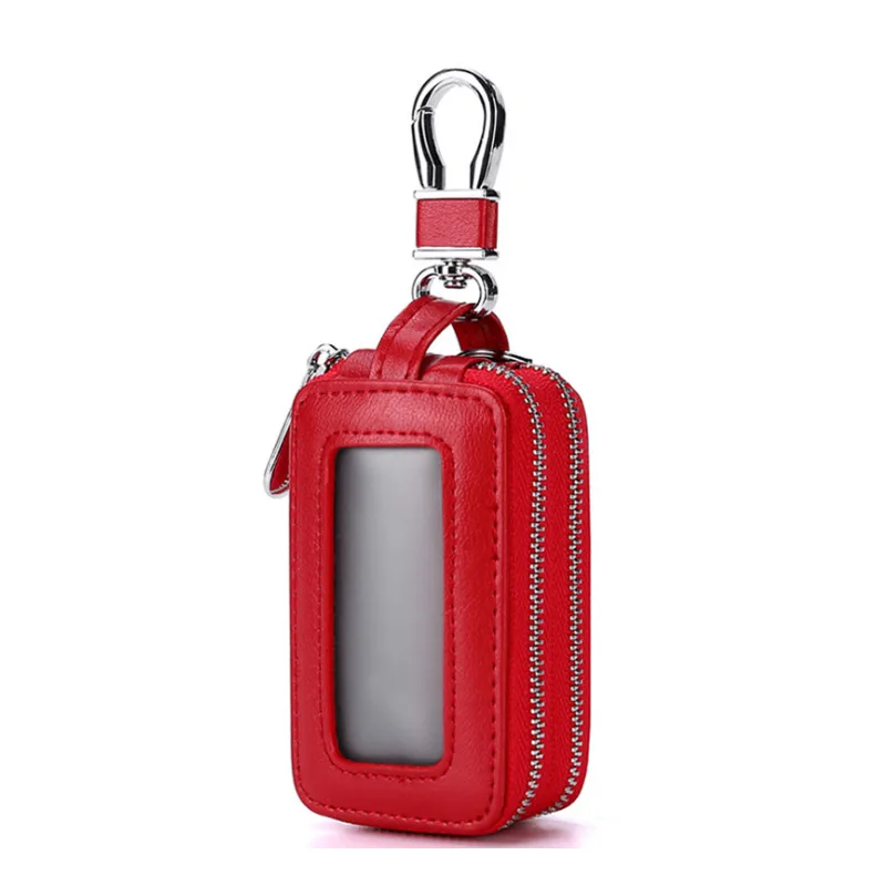 

New Arrival Men Leather Zip Around Key Case Double Layers Car Key Holder Keychain Wallet