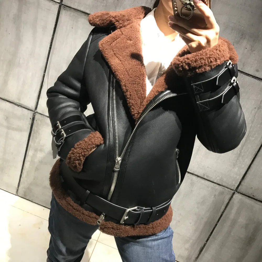 Женская замшевая кожаная куртка из овчины овчины|jacket shearling|sheepskin shearlingjackets ladies |
