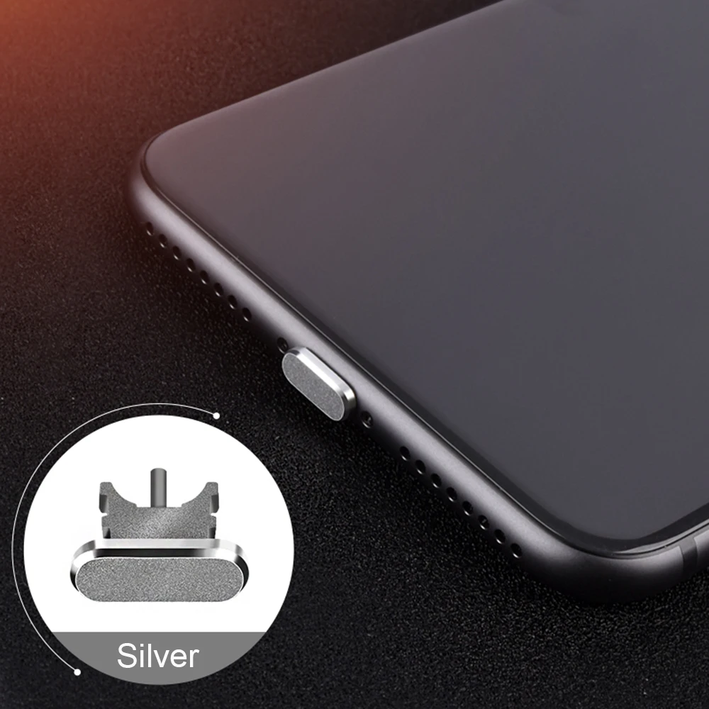 YIESOM 2 IN 1 Metal Aluminum Dust Plug + Sim Card Tray Pin Mobile Phone Charger Port Plug For iPhone X 8 7 Plus Anti Dust Plus (6)