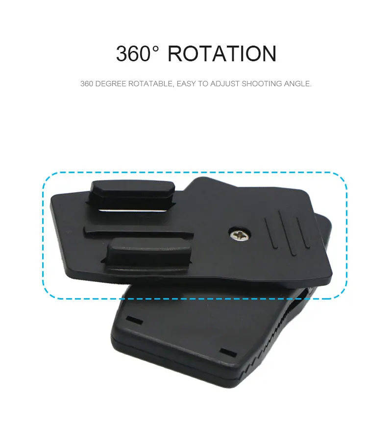 360 Degree Rotation Clip Backpack Hat Clip Clamp With J Hook Mount for Gopro Hero 6 5 4 3+ 3 2 1 SJCAM SJ4000 Xiaomi Yi Sports Action Camera (2)