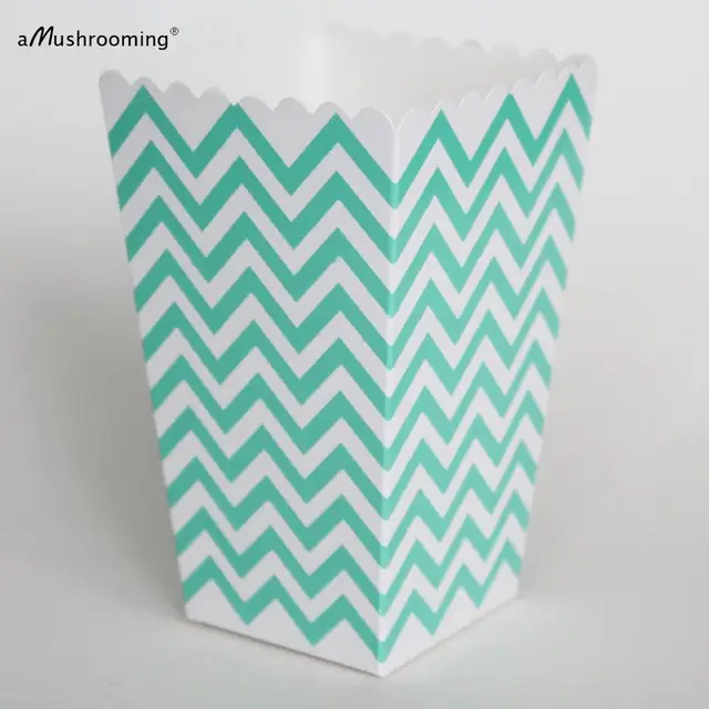 12 pieces lot light blue chevrons paper popcorn box aqua chevron blue chevrons