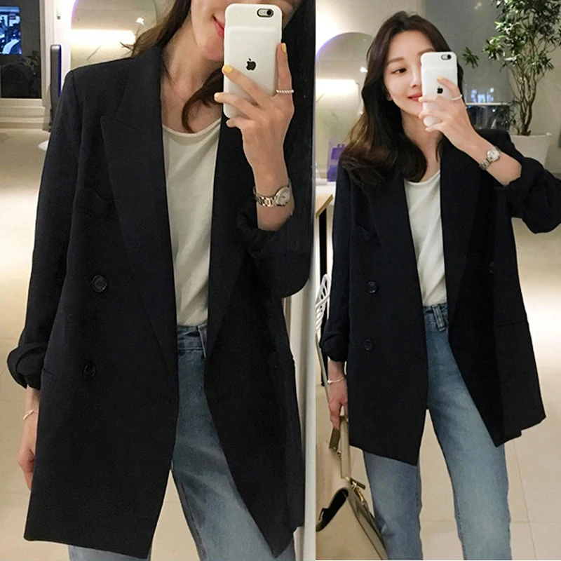 

2019 Women Oversize Blazers Black Blazer Femme Office Lady Slim Chaqueta Mujer Bleiser Feminino