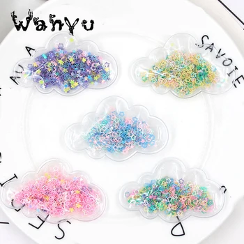 

250pcs/lot 7.8*4.8cm Transparent Cloud Sequins Flowing Appliques for Children hair clip Accessories