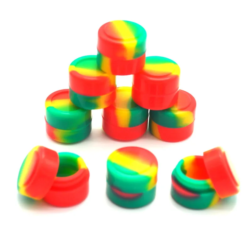 

2pcs 2ml Silicone Box Wax Dry Herb Jars Dab Round Shape Silicone Container Dry Herb Oil Wax Vaporizer Silicone Jar