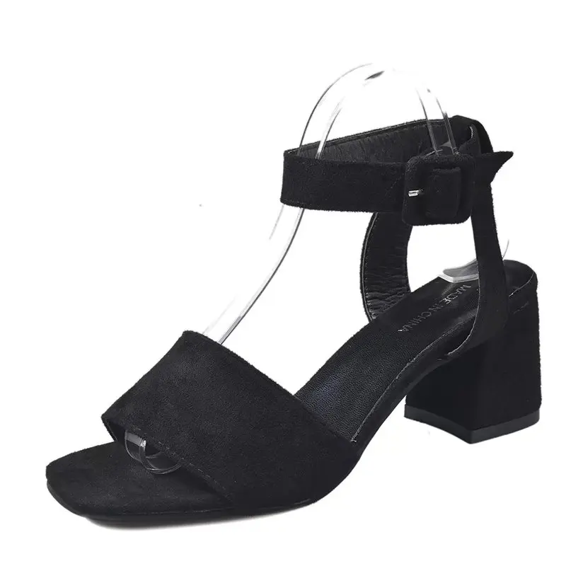 

Moxxy 2018 Summer Sexy Women Sandals Women Pumps Suede Open Toe Ankle Strap High Heels Sandals Women Square With Women Shoes