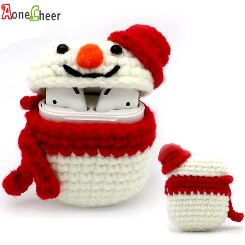 

Knitting Protective Case for AirPods Cute Cartoon Earphone Cover Wireless Headphone Charging Bag for Air Pods Christmas Gifts