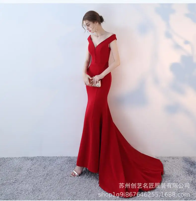 Longue Sexy V neck evening dress Burgundy Mermaid stretch fabric Evening Dress Long Cheap Appliques prom Gowns Vestido de Festa Longue Sexy V neck evening dress Burgundy Mermaid stretch fabric Evening Dress Long Cheap Appliques prom Gowns Vestido de Festa