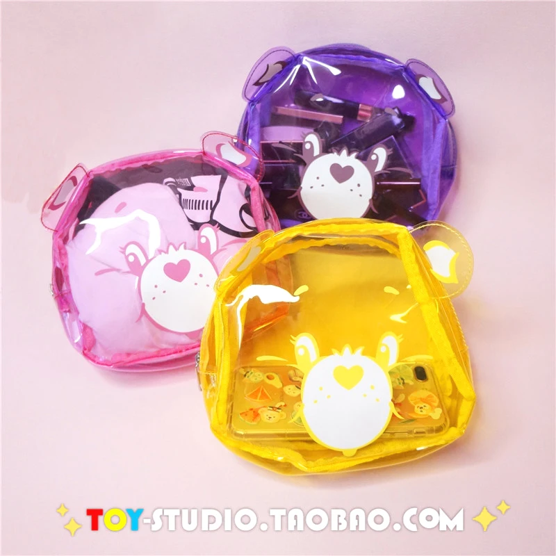 

Cartoon Care bears plastic cosmetic bag Waterproof transparent Makeup Tool Storage Ladies Bag Swimming Bags