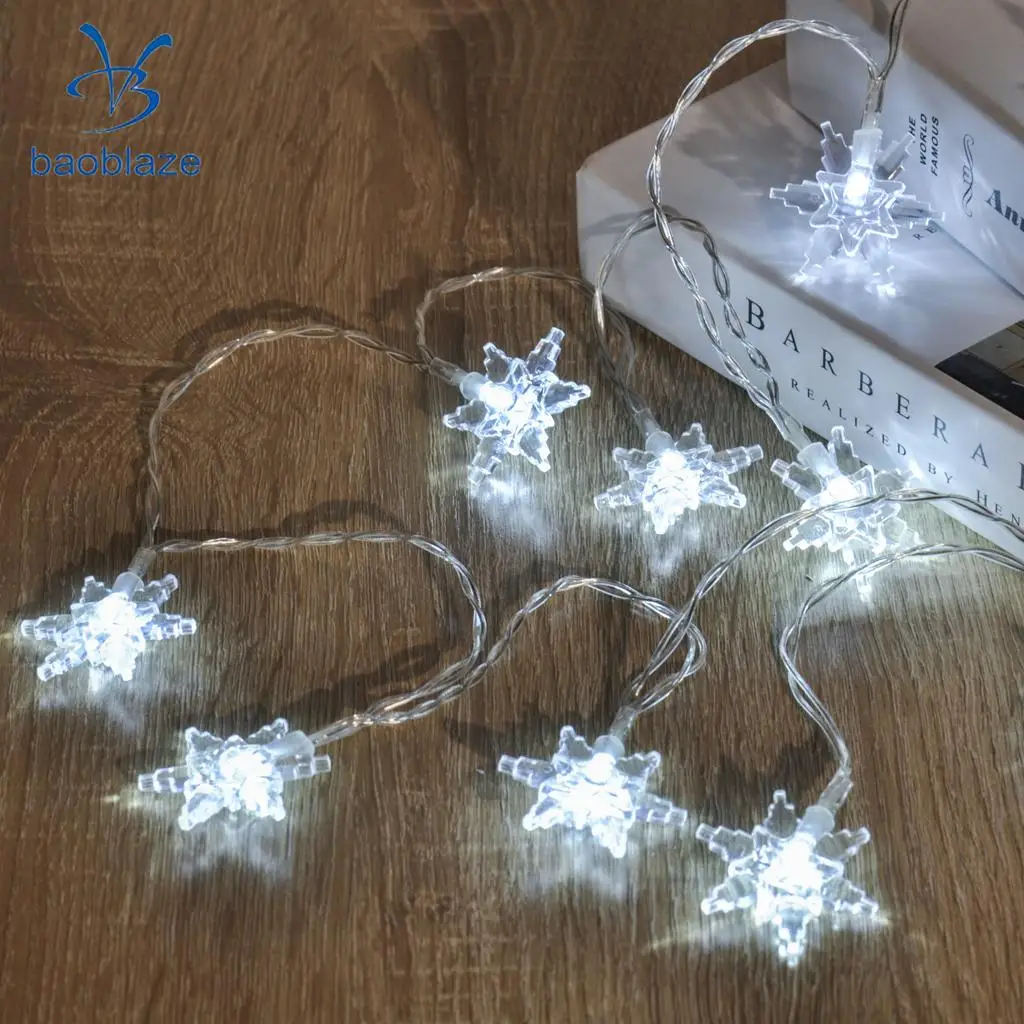 165 см/5.4ft Батарея питание 10LED Снежинка Фея огни строки для дома Свадебная вечеринка Рождество свет украшения