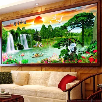 

DIY Diamond Embroidery,Round Diamond ,rising sun ,pine Landscape rhinestone 5D Diamond painting cross stitch,needlework