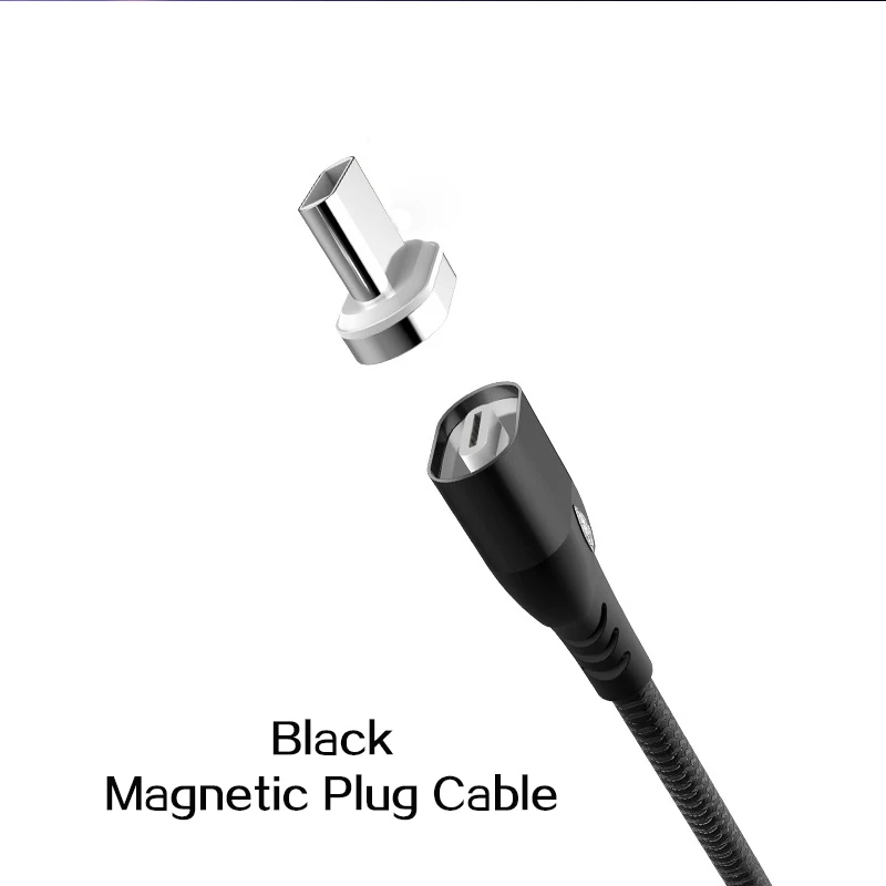 Магнитный кабель Micro USB для iPhone samsung type-c 3A Быстрая зарядка Магнитный адаптер зарядного устройства usb type C кабели для мобильных телефонов - Тип штекера: Black