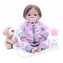 Новое поступление 42 см популярные мягкие ткани тела Bebe букеты реалистичные девочка с Симпатичный плюшевый медведь силикона Reborn baby куклы