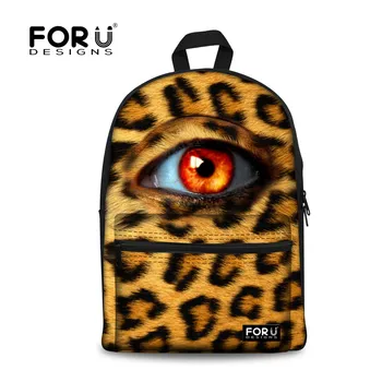 

FORUDESIGNS 3D Leopard Big Eyes Women Backpack Woman Canvas Bagpack For Teen Girls Student School Backpacks Mochila Femininas