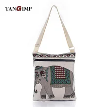 TANGIMP Nouvelles Femmes Messenger Sacs Vintage Toile Broderie Éléphant Ethnique Satchel Épaule Fille Sac À Main Bolsa Bandoulière Sac