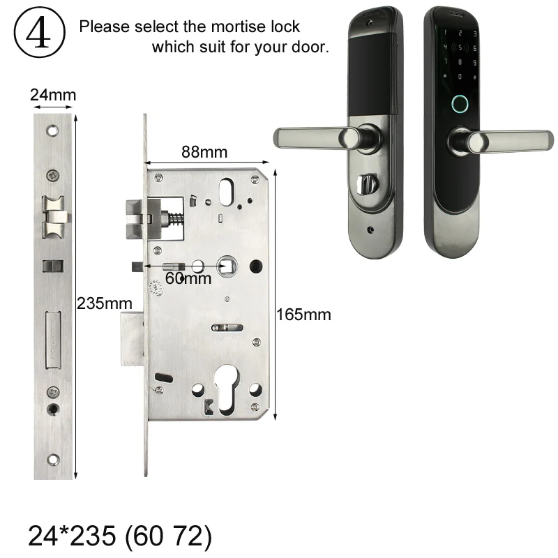 RAYKUBE электронный дверной замок с Биометрическим отпечатком пальца/Bluetooth/цифровой/13,56 МГц IC карта разблокировка без ключа врезной замок - Цвет: Size 4