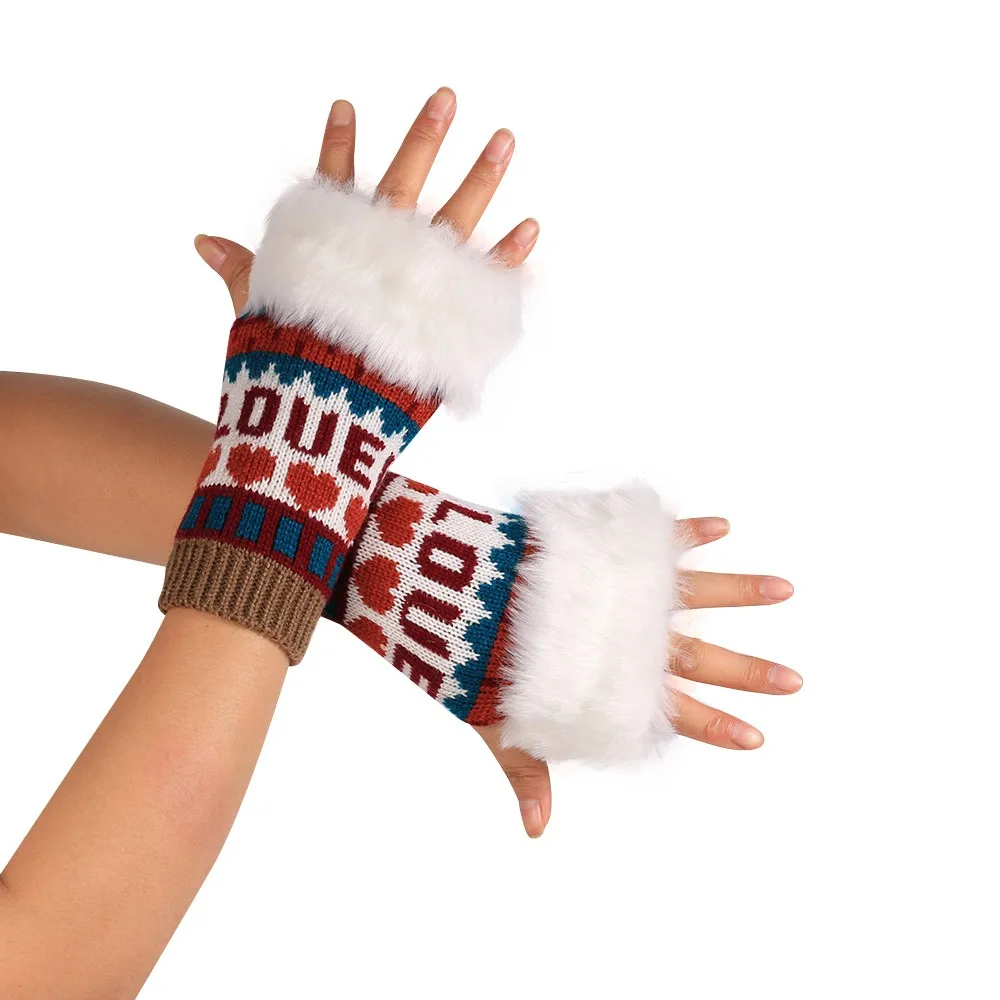 2017 New Fashion Knitted Arm Fingerless Winter Gloves Unisex Soft Warm