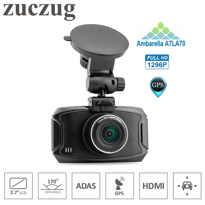 

ZUCZUG Car dvr Camera Video recorder Ambarella A7LA70 2304*1296P 30fps 2.7Inch LCD 170 Wide Angles G-Sensor+ GPS Dash Camera