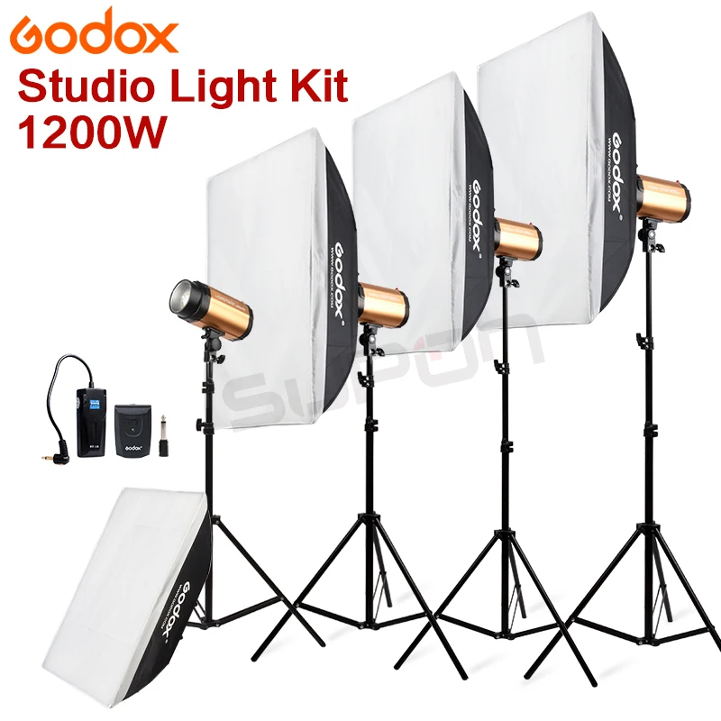 Студийный стробоскоп для фотосъемки Pro GODOX 1200Ws 4*300Ws 300 Вт 300SDI с софтбоксом
