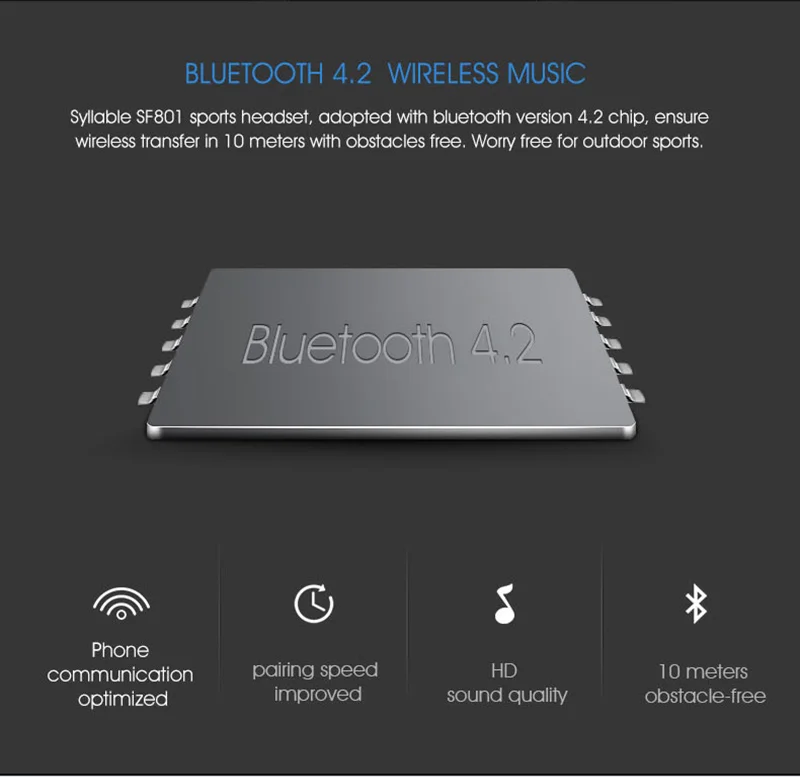 Слог SF801 Bluetooth V4.2 стерео наушники для телефонов и музыки/Беспроводная гарнитура слог SF801 спортивные стерео наушники