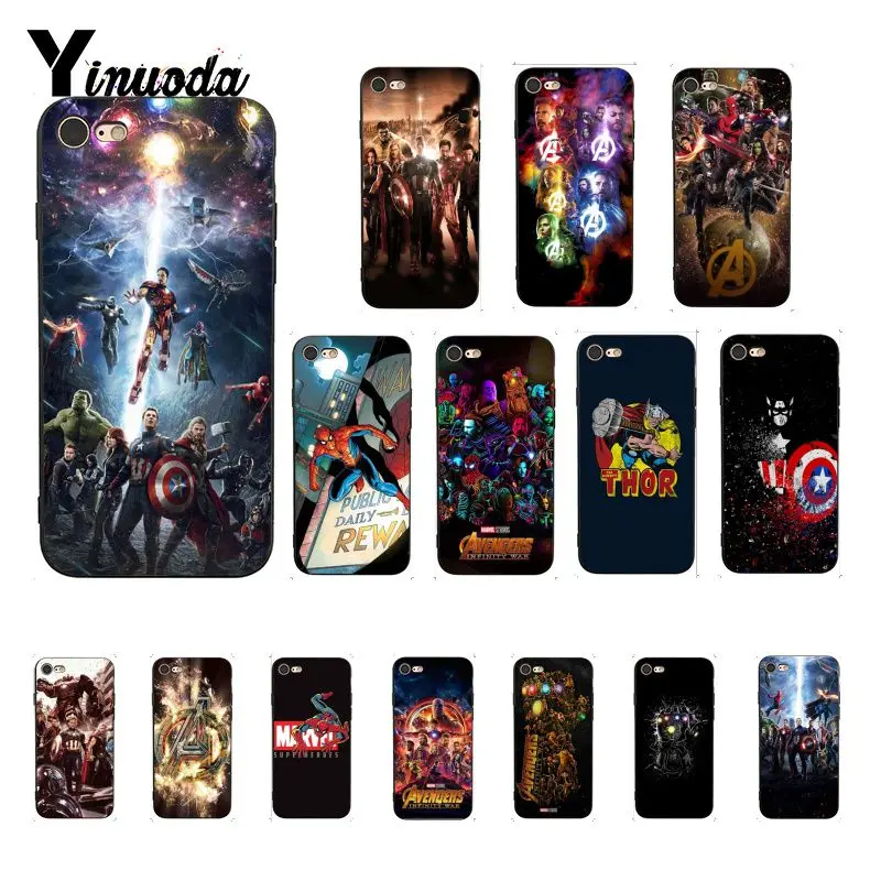 Yinuoda Marvel's Мстители ТПУ черный чехол для телефона iPhone 8 7 6 6S Plus X XS MAX 5 5S SE XR 10 Чехлы