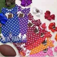 Разноцветные осенне-зимние наряды, американская футбольная пачка для маленьких девочек, детская одежда, комбинезон в горошек с вышивкой