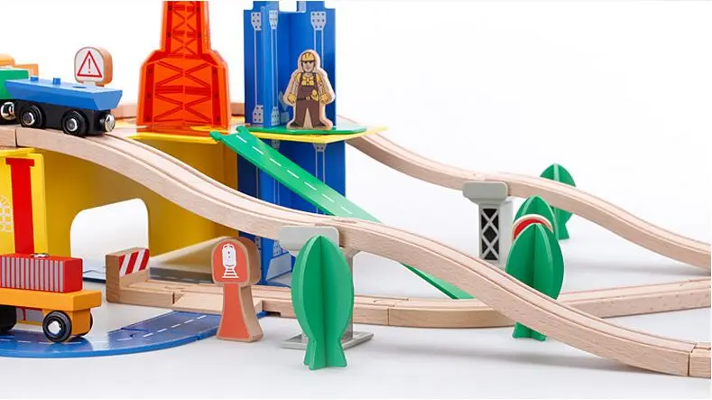 Thomas and His friends DIY Wooden railroad Railway Wooden Train Track Toy Building Blocks Set Train