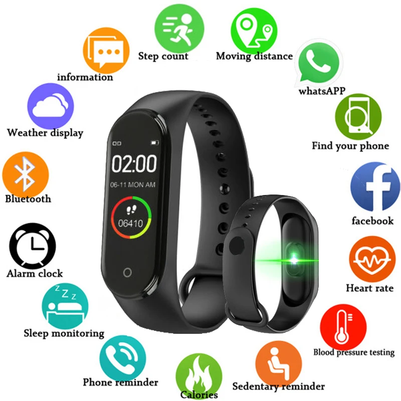 

New Arrival M4 Sports Fitness Smart Bracelet Blood Pressure & Heart Rate Monitor Smart Band Wristband Step Counter Smart Watch