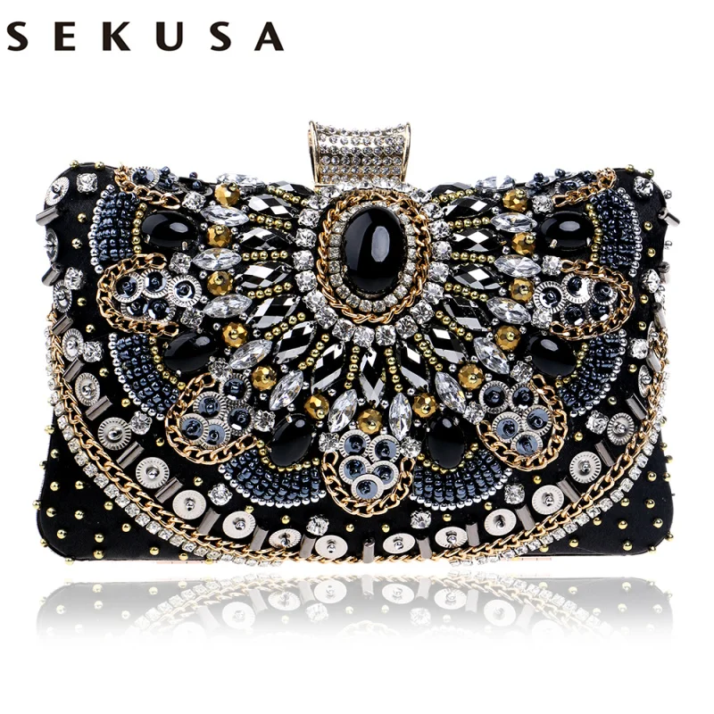 Small Beaded Clutch Purse with crystals.